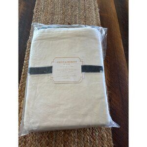 Pottery Barn Teen Queen Bed Skirt White With Black Pom Poms 18 Inch Drop Cotton/